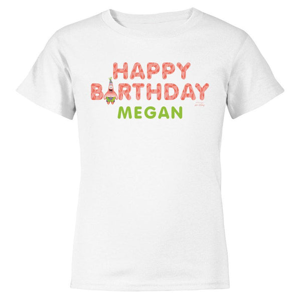 Patrick Star Happy Birthday Emoji Personalized Kids Short Sleeve T-Shirt
